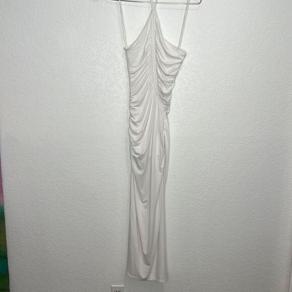 NWT Jonathan SIMKHAI Jessica Ruched Maxi Dress White Medium - Picture 7 of 16